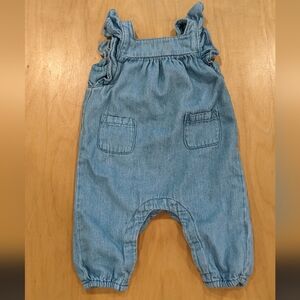 100% Cotton Denim Blue Girls Overalls Old Navy 3-6 Month